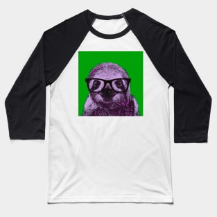 Geek Sloth in Green Background - Print / Home Decor / Wall Art / Poster / Gift / Birthday / Sloth Lover Gift / Animal print Canvas Print Baseball T-Shirt